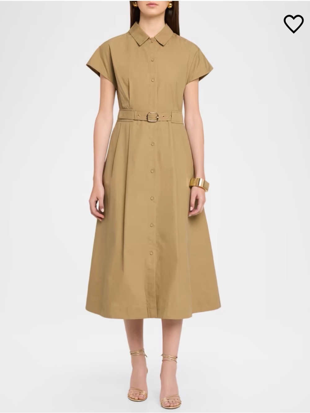 Cara Cara Khaki Belted Shirt Midi Dress